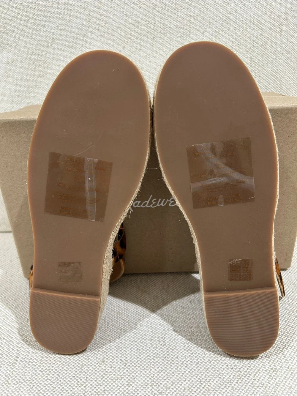 Madewell Leopard Espadrille Calf Hair Sandals Platform Strappy Size 8.5 NIB